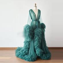 Custom Made Green Bridal Tulle Maternity Dress See Through Fluffy Party Prom Formal Event Dress Maternity Robe 2024 - buy cheap