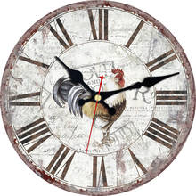Reloj de pared de madera de 6 pulgadas, cronógrafo de gallo redondo de imitación, pequeño, con números romanos, para dormitorio y cocina 2024 - compra barato