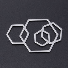 5 unids/lote de conectores hexagonales geométricos de acero inoxidable 100%, dijes de fabricación de joyas al por mayor, nunca se empaña 2024 - compra barato