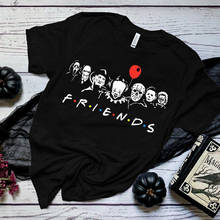 Camiseta do filme horror friends, camiseta de algodão do esqueleto tipo gótico 90s grunge, estilo vintage, de bruxa e halloween engraçada 2024 - compre barato