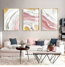 Quadros decorativos em tela rosa dourados movediça estilo abstrato e moderno telas para parede sala escritório decoração 2024 - compre barato