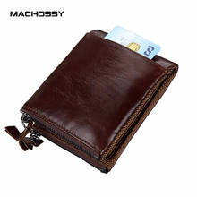 Hot Sale Crazy Horse Real leather men wallets Vintage genuine leather wallet for men cowboy with Double Zipper purse male Wallet 2024 - buy cheap