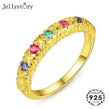 Jellystory, классические кольца из серебра 925 пробы с цветным топазом, кольцо с камнями для женщин, модные ювелирные изделия, подарки на свадьбу, годовщину 2024 - купить недорого