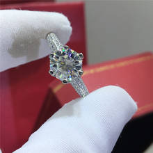 Geoki-Anillo de plata de primera ley y moissanita para mujer, sortija, plata esterlina 925, Diamante redondo, corte perfecto, 1,5 Ct, Color VVS1 2024 - compra barato