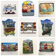 World Tourism City Souvenir Fridge Magnets Malaysia China Snow Country Refrigerator Paste Home Decoration Resin Magnetic Sticker 2024 - buy cheap