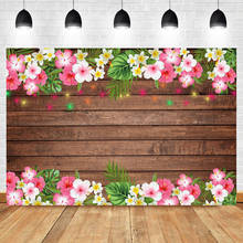 Mocsicka Pink White Floral Wooden Baby Shower Backdrop Neon String Lights Floral Rustic Wood Birthday Background Photography 2024 - buy cheap