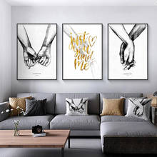 Hands Nordic Poster Golden Letters Pictures Wall Art For Living Room Canvas Prints Home Decor Modern Paintings Black And White 2024 - buy cheap