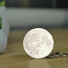 Mini chaveiro com luz de lua para decoração de casa, portátil, impressão 3d, lâmpada de lua criativa, bolsa com pingente de chave, decoração de casa, planetas, luz noturna 2024 - compre barato