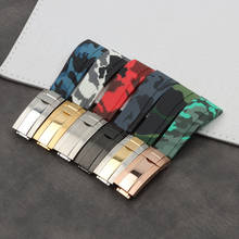 Brand 20mm Camo Blue Red Gray Green White Rubber Watchband Watch band belt For Role strap Daytona Submariner GMT buckle logo on 2024 - buy cheap