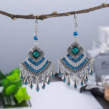 5 Color Ethnic Beaded Earrings For Women Kolczyki Jewellery Rhombus Silver Color Tassel Dangle Earrings 2020 Brincos 2024 - buy cheap