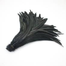 Красивые черные петушиные перья 100 шт. 30-35 см для рукоделия, одежды, свадьбы, украшения «сделай сам», аксессуары, перьевой шлейф 2024 - купить недорого