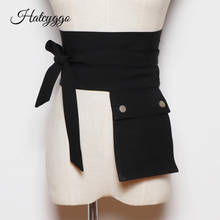 HATCYGGO Women Belt Denim Pocket Waist Belts Female Casual Wide Corset Cummerbund Ladies Black Adjustable Waistband Wholesale 2024 - buy cheap