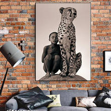 Child With Cheetah Canvas Paintings Wall Art Posters And Prints Nature Animals Wall Canvas Pictures For Living Room Cuadros 2024 - buy cheap