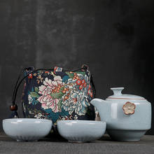 Conjunto de chá de cerâmica japonesa portátil, bule de cerâmica chinesa, caneca, porcelana, acessório para viagem, escritório, com bolsa de transporte, presentes 2024 - compre barato