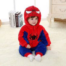 Christmas Red Super Hero Baby Romper Warm Winter Halloween Costume Thick Unisex Flannel Jumpsuit Infant Toddler Clothes 11-24 2024 - buy cheap