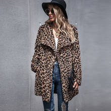 2020 inverno feminino casual elegante pele falsa jaqueta de leopardo quente casaco feminino de pelúcia casaco sobretudo 2024 - compre barato