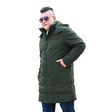 Мужское зимнее пальто большого размера, мужское длинное теплое пальто с капюшоном, мужская длинная куртка выше колен, размер d XL-12XL 13XL, черная куртка 2024 - купить недорого