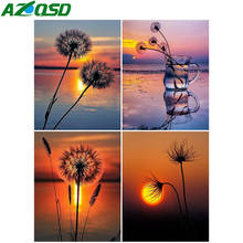 AZQSD-cuadro por números de flor de diente de león, arte de pared pintado a mano, colorear por número, Kits de puesta de sol, regalos únicos de acrílico 2024 - compra barato