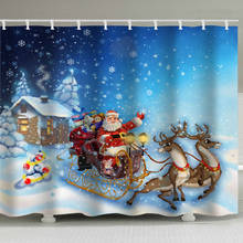 Merry Christmas  Shower Curtains Frabic Waterproof Santa Claus Christmas Elk Tree Gift SnowmanPolyester Bath Curtain With Hooks 2024 - buy cheap