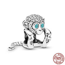 Classic 100% 925 Sterling Silver Beads Sparkling Monkey Charms fit Original Pandora Bracelets Women DIY Jewelry 2024 - buy cheap