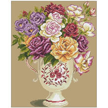 Classical rose vase patterns Counted Cross Stitch 11CT 14CT 18CT DIY Chinese Cross Stitch Kits Embroidery Needlework Sets 2024 - buy cheap