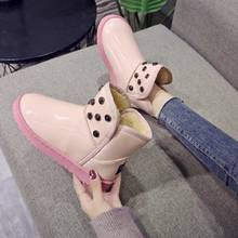 Botas de inverno femininas, novas botas com sola grossa rosa e aveludada, quentes e de algodão 2024 - compre barato