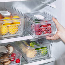 Recipientes para alimentos frigoríficos com tampa, caixa de armazenamento, organizador, armário de geladeira, congelador, casa, vegetais, frutas, drenagem 2024 - compre barato
