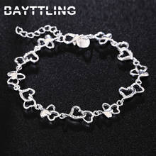 BAYTTLING-pulsera con colgante de corazón para mujer, de Plata de Ley 925 de 8 pulgadas, circonita AAA, joyería de boda de lujo, regalo 2024 - compra barato