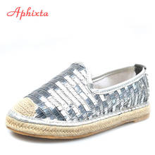Aphixta Women Flats Shoes Sequins Fisherman Shoes Shallow Bling Loafers Round Toe Mixed Color Flats Casual Ladies Footwear 2024 - buy cheap
