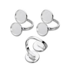 Bases de anillo dobles en blanco ajustables de alta calidad, bandejas de configuración de anillo de cabujón plano redondo para fabricación de joyas DIY, 12mm, 5 unids/lote 2024 - compra barato