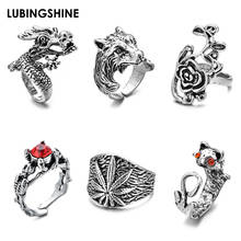 Retro Gothic Punk Men Rings Exaggerated Skull Wolf Dragon Male Opening Adjustable Ring Jewelry Anillo Hombre Bijoux 2024 - buy cheap