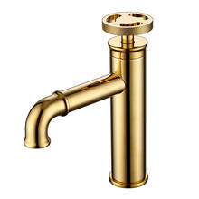 Grifo de lavabo de baño, mezclador de agua fría y caliente, de latón, color negro, dorado 2024 - compra barato
