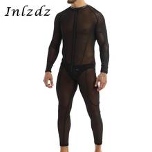 Mens Catsuit Leotard Sex Bodysuit See Through Sheer Lingerie Round Neck  Jumpsuit with Thong Leather Briefs Underwear Bodysuit 2024 - buy cheap