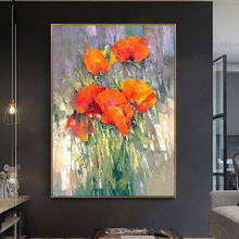 100％Handmade beautiful flower painting Modern Large Abstract Canvas Art Oil Painting Wall Pictures For Living Room no frame 2024 - buy cheap