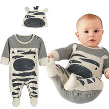 2021 New Autumn Baby Boy Clothes Set Baby Boy Zebra Gray Cotton Long-Sleeved jumpsuit Newborn Rompers+Hat Baby Clothing Set 2024 - buy cheap