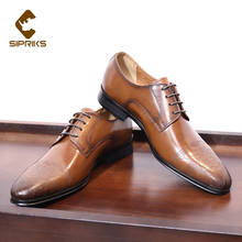 Sipriks-zapatos decentes de cuero de vaca para hombre, calzado Original de goma, elegante, para boda, marrón, negro, 44 2024 - compra barato