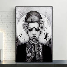 Плакаты и принты ужасов, черно-белые настенные картины на холсте, татуированные японские женщины, картины для украшения комнаты 2024 - купить недорого
