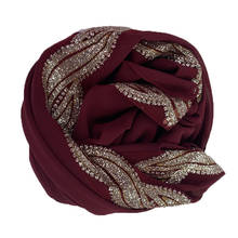 Тяжелый шифоновый шарф, однотонный Длинный мягкий шарф размера плюс, шаль, шарфы, блестки, Femme Bufandas Hijabs, блестящий шарф 2024 - купить недорого