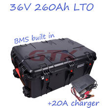 Waterproof 36V 260Ah LiFepo4 lithium battery pack with BMS for fishing boats solar system motor EV RV forklift  +20A charger 2024 - buy cheap