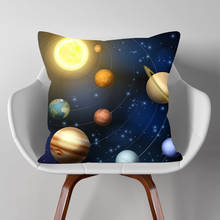 Fundas de cojín de planetas y galaxia, sistema Solar espacial, tierra, Luna, Pluto, funda de almohada de lino decorativa para el hogar, sofá 2024 - compra barato