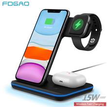 15W 3 in 1 Qi Wireless Charger Stand for iPhone 12 11 XS XR X 8 AirPods Pro Fast Charge Dock Station For Apple Watch 6 5 4 3 2 2024 - buy cheap