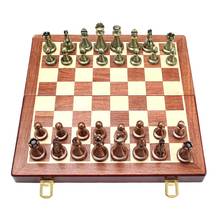 Juego de ajedrez plegable de alta gama para niños, juguete educativo de aleación y madera de nogal, regalo de Navidad 2024 - compra barato