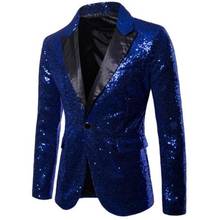 Fashion Shiny Men Stylish Suit Blazer Jacket One Button Stage Perform Blazer Party Club Singer Blazer Squin One Jacket Only 2024 - buy cheap