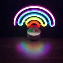 Arco-íris neon luz bonito colorido neon arco-íris sinal bateria ou usb alimentado luz da noite para quarto das crianças festival de natal 2024 - compre barato