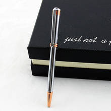 High quality silver creative metal rotating ballpoint pen for school stationery gift luxury pen hotel business office signature 2024 - buy cheap