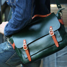 Men Handbags Handmade Lapto Bag Men's Business Briefcase Male Shoulder Diagonal Bags Literary Retro Vegetable Tanned Leather 2024 - buy cheap