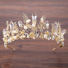 AiliBride-diademas hechas a mano de reina de cristal barroco dorado, corona Wedidng, tocados nupciales, diadema de novia, accesorios para el cabello de boda 2024 - compra barato