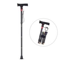 LED Light Safety Alert Walking Stick For Old Man Folding Trekking Pole T-handle Hiking Poles Cane Walking Stick For Elder Crutch 2024 - buy cheap