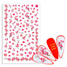 Sakura adesivo de unha decorativo 1 peça, decalques para arte em unhas, rosa, cerejeiras, flores, folhas, animal, borboleta, verão 2024 - compre barato