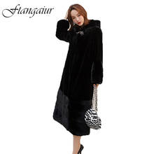 Ftangaiur Winter Import Purple Standard Velvet Mink Fur Coat Women With Fur Hood X-Long Black Natural Real Mink Fur Coats 2024 - buy cheap